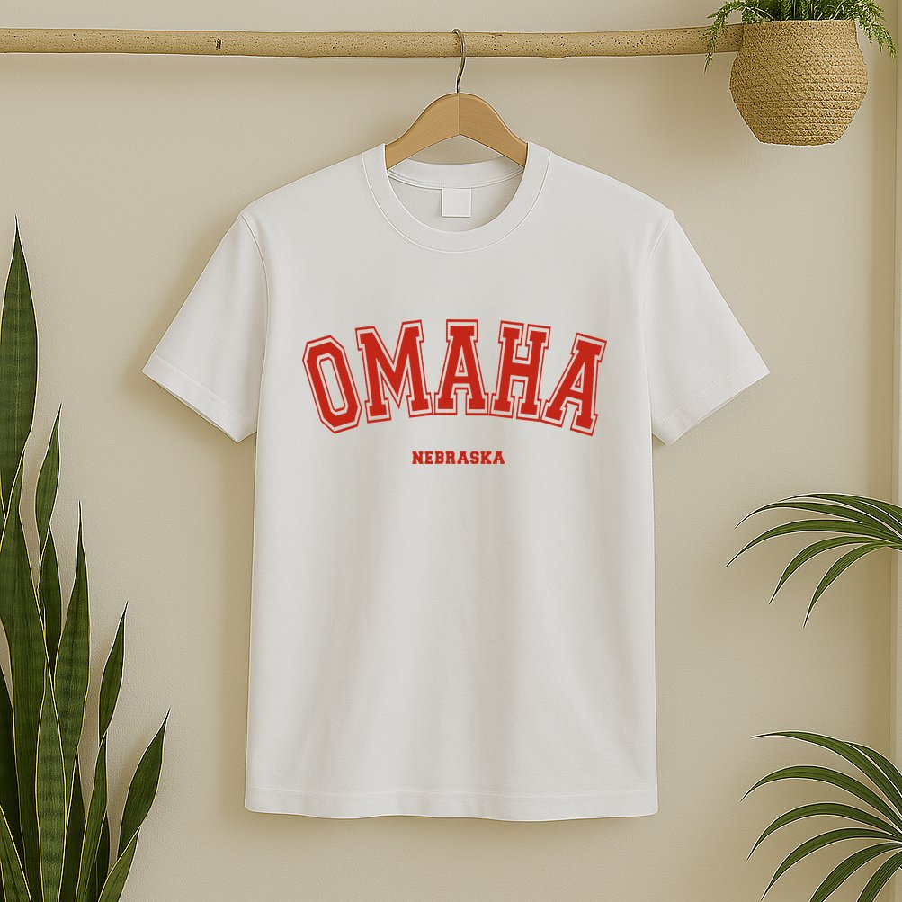 Omaha Nebraska NE Red Letter Graphic On Omaha T-Shirt