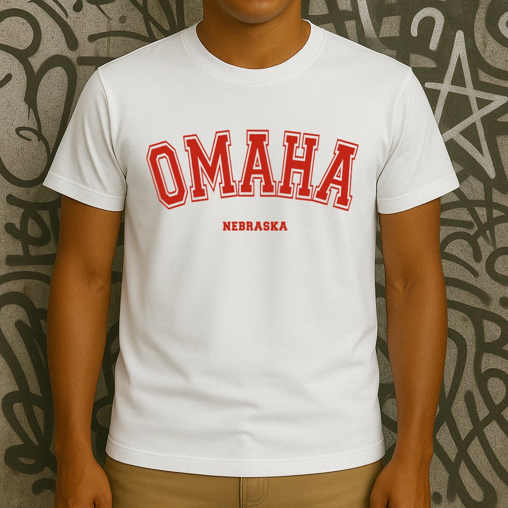 Omaha Nebraska NE Red Letter Graphic On Omaha T-Shirt