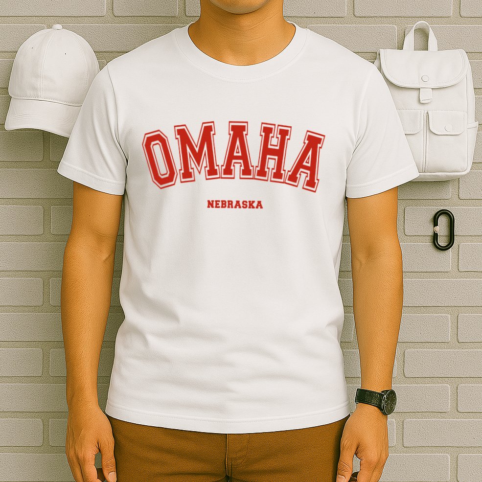 Omaha Nebraska NE Red Letter Graphic On Omaha T-Shirt