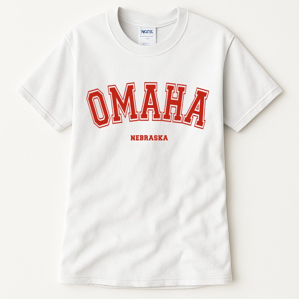 Omaha Nebraska NE Red Letter Graphic On Omaha Tall T-Shirt