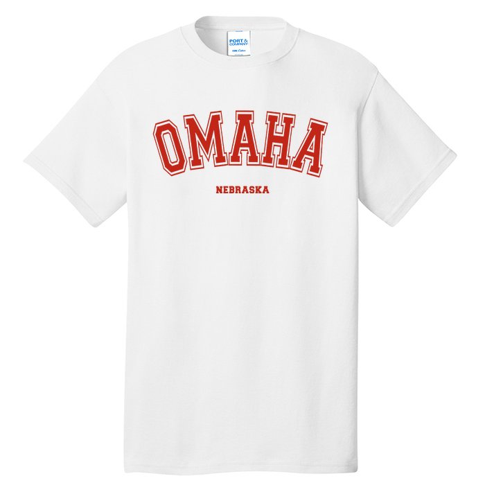 Omaha Nebraska NE Red Letter Graphic On Omaha Tall T-Shirt