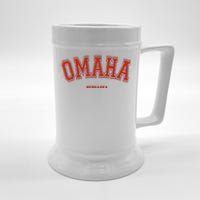 Omaha Nebraska NE Red Letter Graphic On Omaha Beer Stein