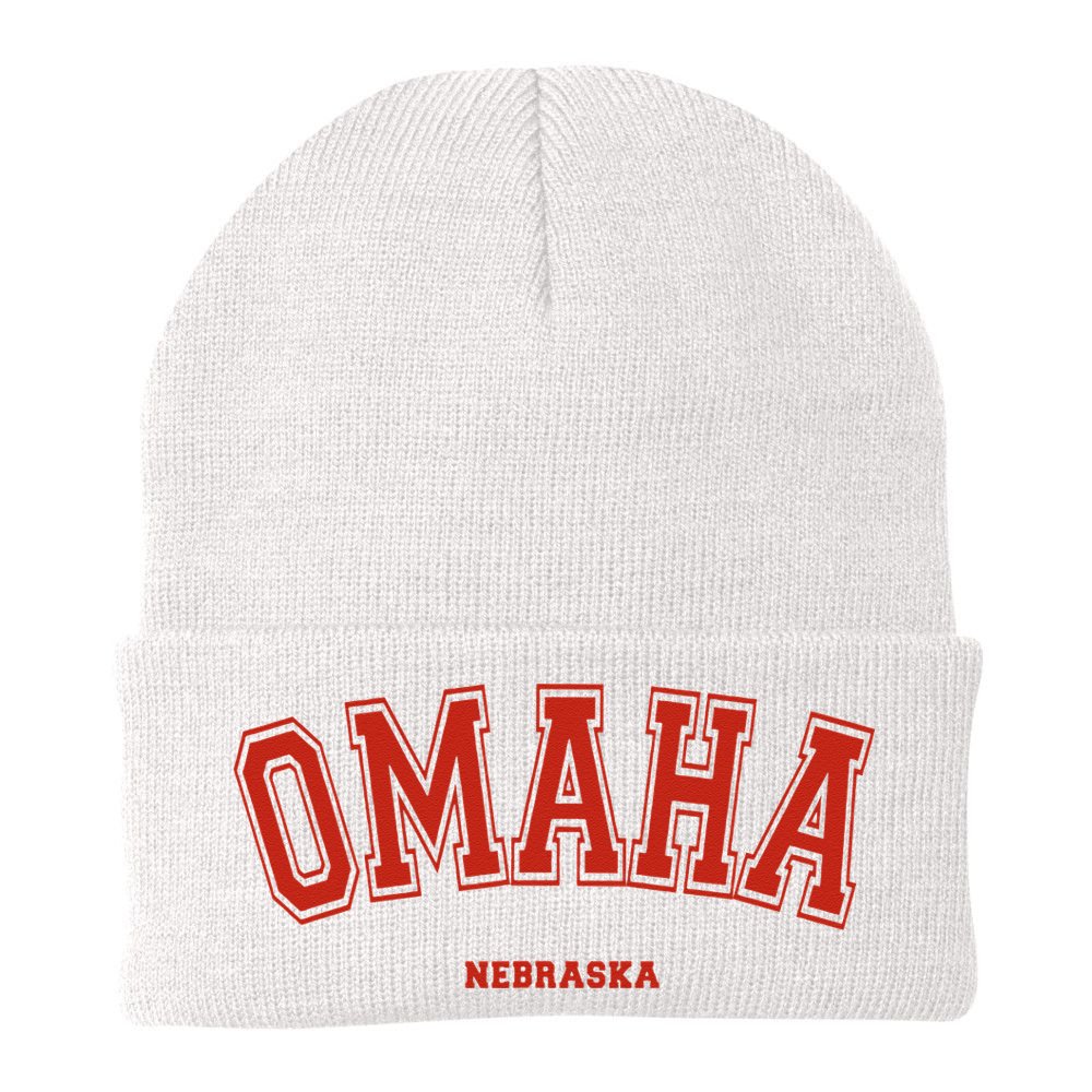Omaha Nebraska NE Red Letter Graphic On Omaha Beanie