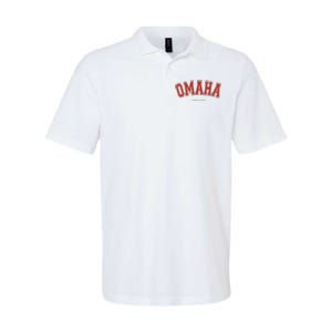 Omaha Nebraska NE Red Letter Graphic On Omaha Softstyle Adult Sport Polo