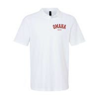 Omaha Nebraska NE Red Letter Graphic On Omaha Softstyle Adult Sport Polo