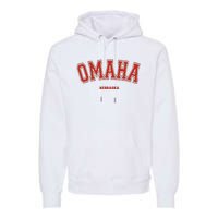 Omaha Nebraska NE Red Letter Graphic On Omaha Premium Hoodie