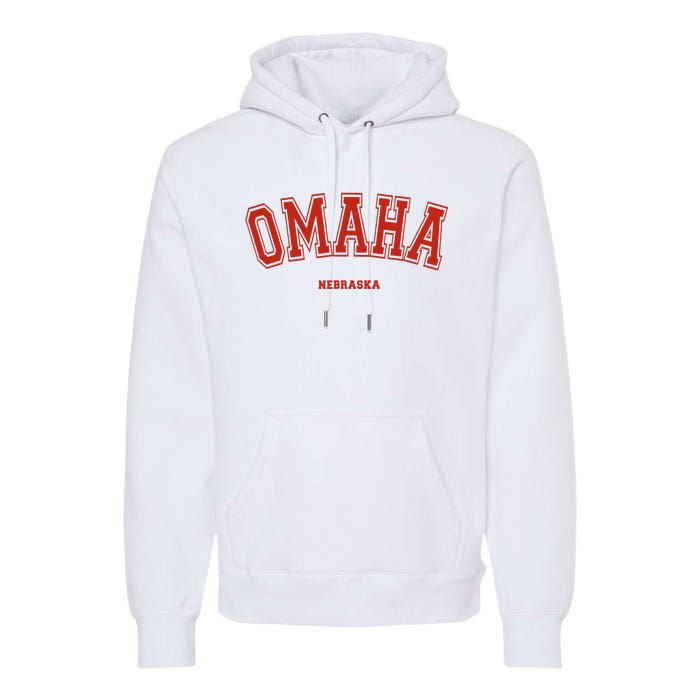 Omaha Nebraska NE Red Letter Graphic On Omaha Premium Hoodie