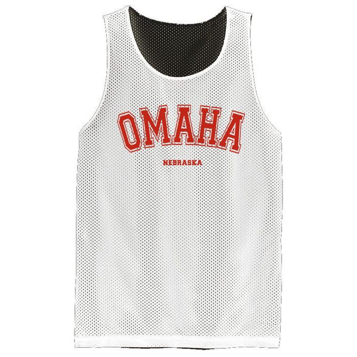 Omaha Nebraska NE Red Letter Graphic On Omaha Mesh Reversible Basketball Jersey Tank