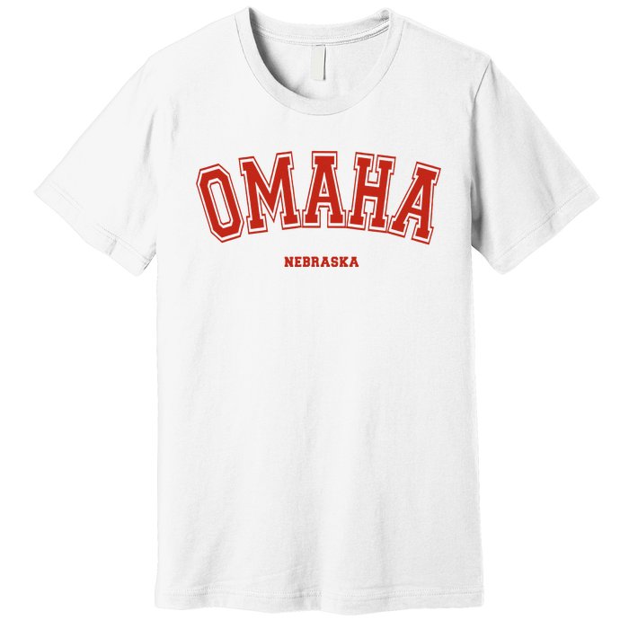 Omaha Nebraska NE Red Letter Graphic On Omaha Premium T-Shirt