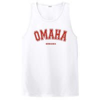 Omaha Nebraska NE Red Letter Graphic On Omaha PosiCharge Competitor Tank