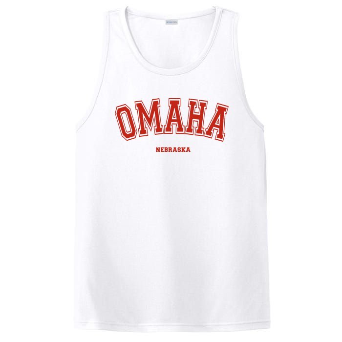 Omaha Nebraska NE Red Letter Graphic On Omaha PosiCharge Competitor Tank