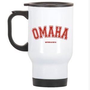 Omaha Nebraska NE Red Letter Graphic On Omaha Stainless Steel Travel Mug