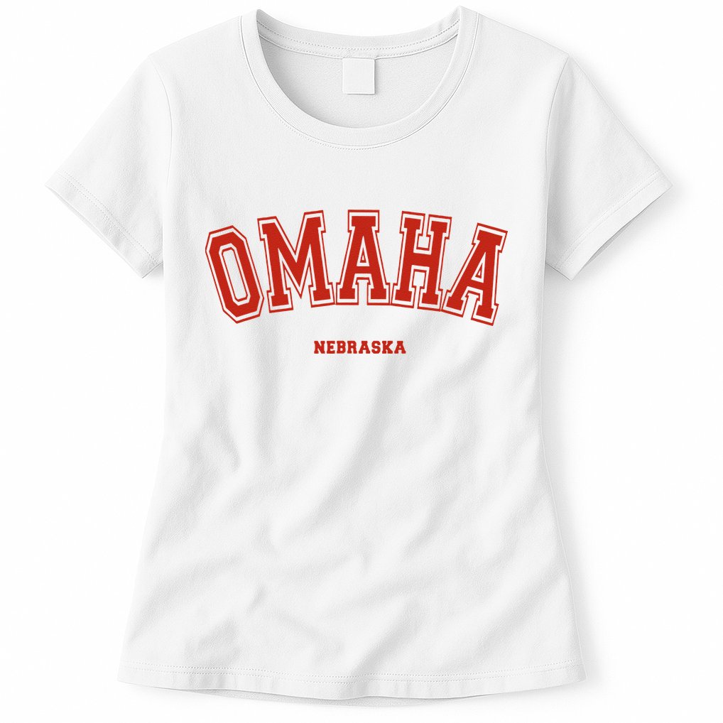 Omaha Nebraska NE Red Letter Graphic On Omaha Womens T-Shirt