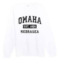 Omaha Nebraska Ne Vintage Established Sports Design Premium Crewneck Sweatshirt