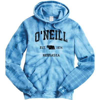 ONeill Nebraska Ne Vintage Athletic Black Sports Tie Dye Hoodie