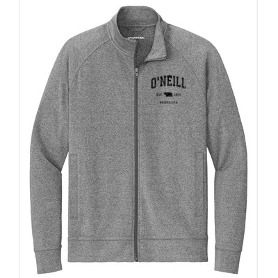 ONeill Nebraska Ne Vintage Athletic Black Sports Stretch Full-Zip Cadet Jacket