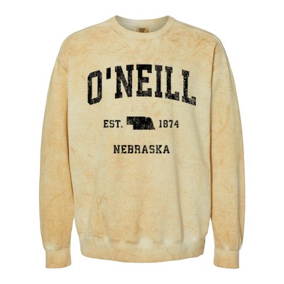 ONeill Nebraska Ne Vintage Athletic Black Sports Colorblast Crewneck Sweatshirt