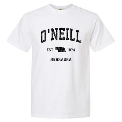 ONeill Nebraska Ne Vintage Athletic Black Sports Garment-Dyed Heavyweight T-Shirt