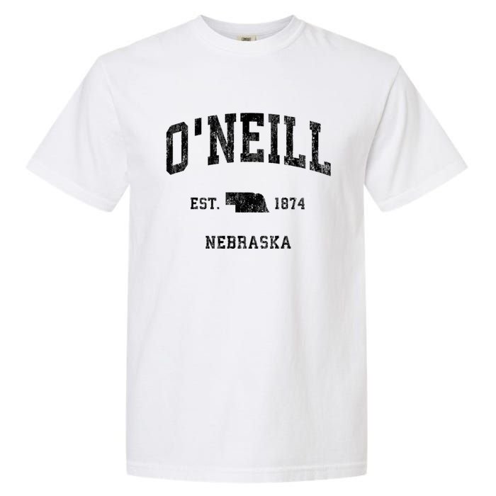 ONeill Nebraska Ne Vintage Athletic Black Sports Garment-Dyed Heavyweight T-Shirt