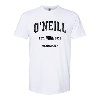 ONeill Nebraska Ne Vintage Athletic Black Sports Softstyle CVC T-Shirt