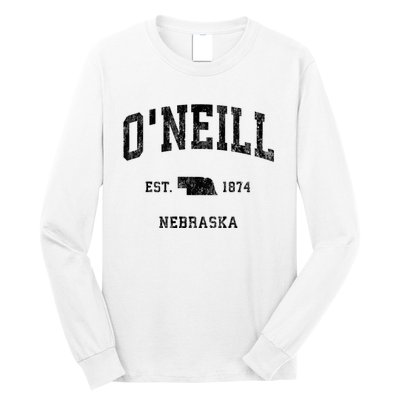 ONeill Nebraska Ne Vintage Athletic Black Sports Long Sleeve Shirt