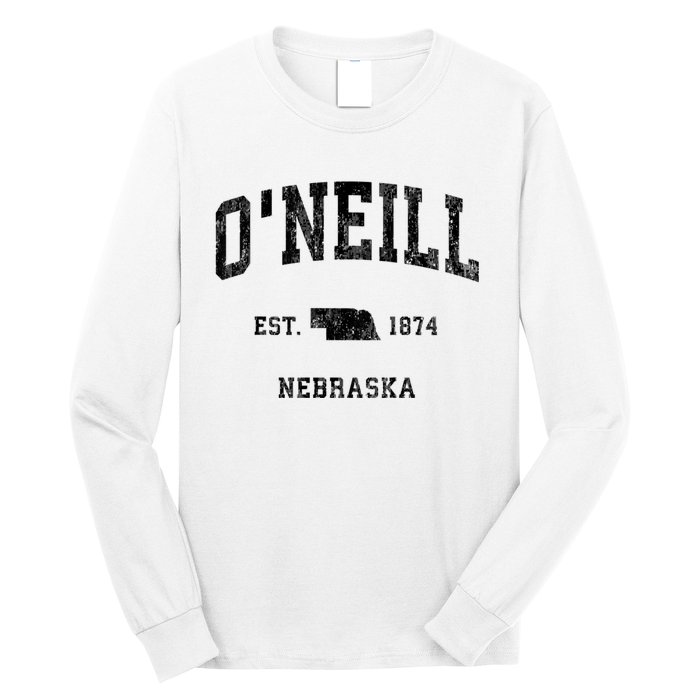 ONeill Nebraska Ne Vintage Athletic Black Sports Long Sleeve Shirt