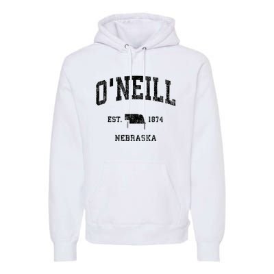 ONeill Nebraska Ne Vintage Athletic Black Sports Premium Hoodie