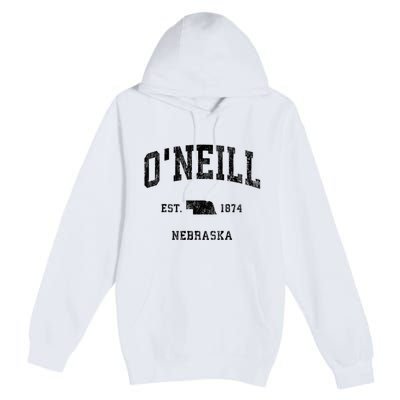 ONeill Nebraska Ne Vintage Athletic Black Sports Premium Pullover Hoodie