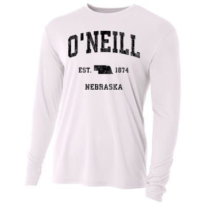 ONeill Nebraska Ne Vintage Athletic Black Sports Cooling Performance Long Sleeve Crew