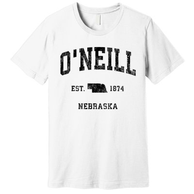 ONeill Nebraska Ne Vintage Athletic Black Sports Premium T-Shirt