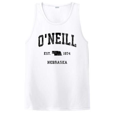 ONeill Nebraska Ne Vintage Athletic Black Sports PosiCharge Competitor Tank