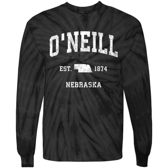 ONeill Nebraska Ne Vintage Athletic Black Sports Tie-Dye Long Sleeve Shirt