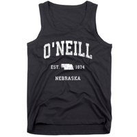 ONeill Nebraska Ne Vintage Athletic Black Sports Tank Top