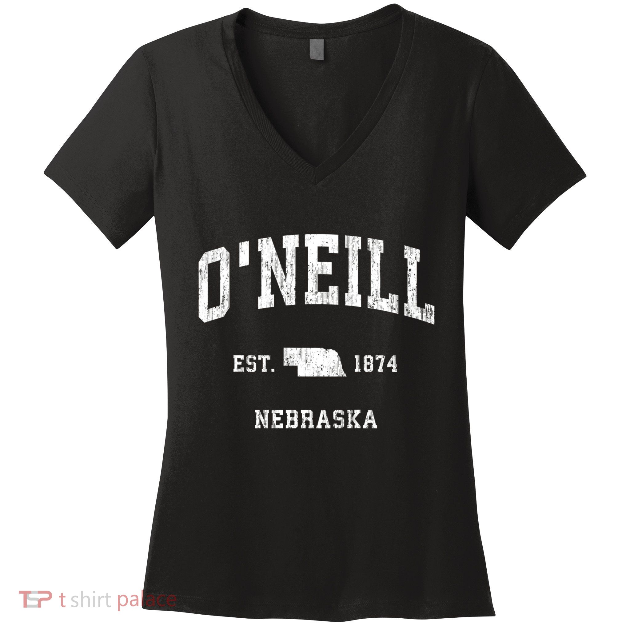 ONeill Nebraska Ne Vintage Athletic Black Sports Women's V-Neck T-Shirt