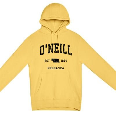 ONeill Nebraska Ne Vintage Athletic Premium Pullover Hoodie