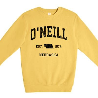 ONeill Nebraska Ne Vintage Athletic Premium Crewneck Sweatshirt