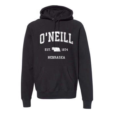 ONeill Nebraska Ne Vintage Athletic Premium Hoodie