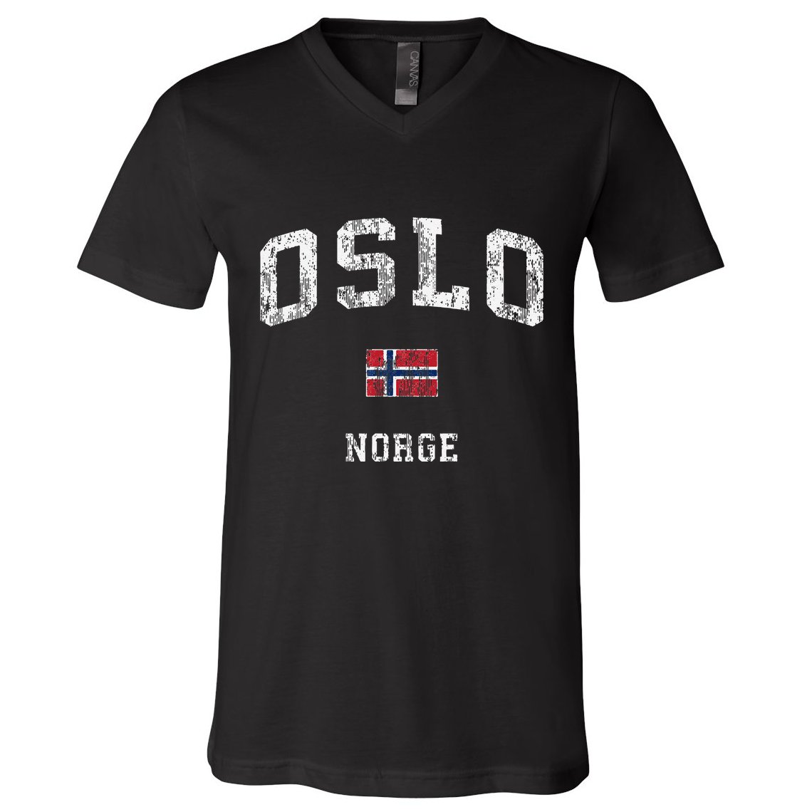 Oslo Norway Norge Vintage Athletic Sports V-Neck T-Shirt