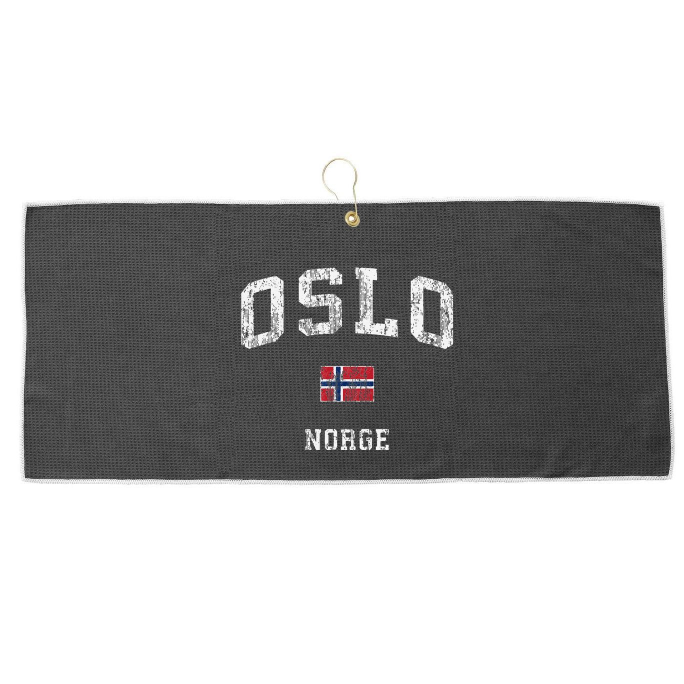 Oslo Norway Norge Vintage Athletic Sports Large Microfiber Waffle Golf Towel