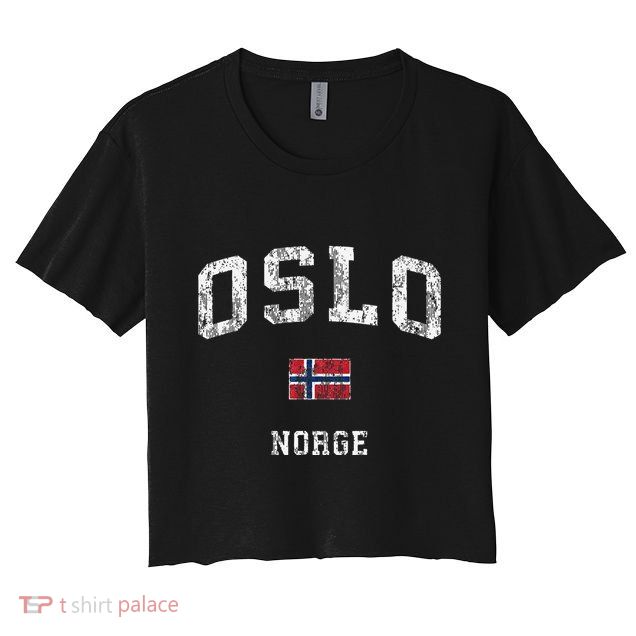 Oslo Norway Norge Vintage Athletic Sports Crop Top