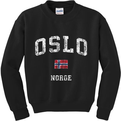 Oslo Norway Norge Vintage Athletic Sports Kids Sweatshirt