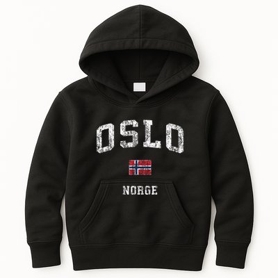 Oslo Norway Norge Vintage Athletic Sports Kids Hoodie