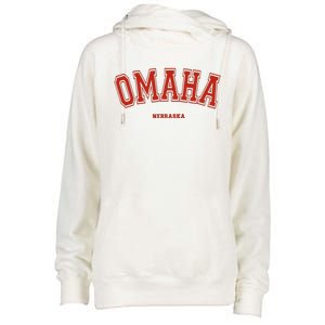 Omaha Nebraska Ne Red Letter Graphic On Omaha Womens Funnel Neck Pullover Hood