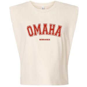 Omaha Nebraska Ne Red Letter Graphic On Omaha Garment-Dyed Women's Muscle Tee