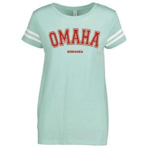 Omaha Nebraska Ne Red Letter Graphic On Omaha Enza Ladies Jersey Football T-Shirt