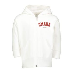 Omaha Nebraska Ne Red Letter Graphic On Omaha Toddler Zip Fleece Hoodie