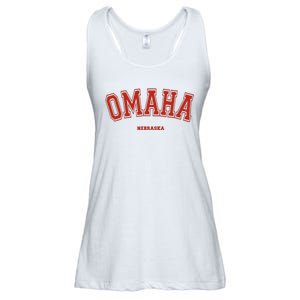 Omaha Nebraska Ne Red Letter Graphic On Omaha Ladies Essential Flowy Tank