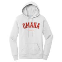 Omaha Nebraska Ne Red Letter Graphic On Omaha Women's Pullover Hoodie