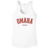 Omaha Nebraska Ne Red Letter Graphic On Omaha Ladies PosiCharge Competitor Racerback Tank