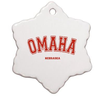 Omaha Nebraska Ne Red Letter Graphic On Omaha Ceramic Star Ornament